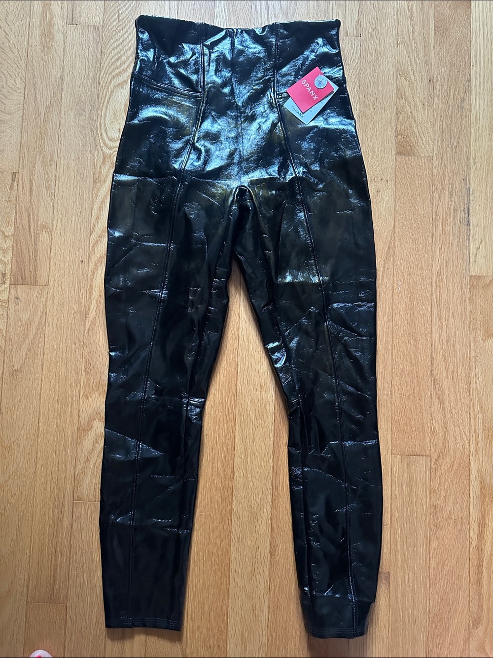 Spanx small petite Shiny Black High-Waist Faux Leather Leggings